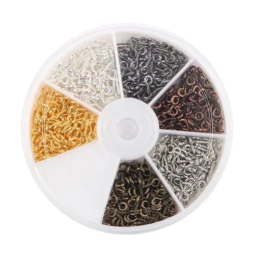 600 Pieces Alloy Thread Nails, Eye Hooks Screw Steel Eye Pins for Jewelry Making Diy Crafts Eyelets Screw Threaded Clasps, Silver, 8 X 4 Mm