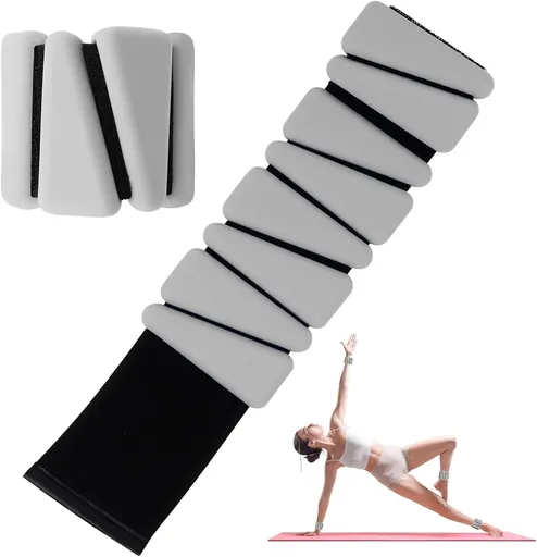 Wrist Weights Set of 2, Adjustable Silicone Workout Weights for Women and Men, Wearable Ankle/Wrist Weights Suitable for Yoga, Dance, Pilates, Pool Exercises and Jogging, 2lb（Grey）