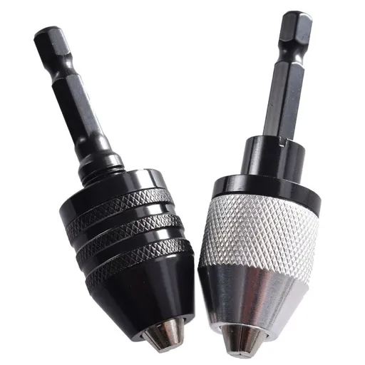 2 pcs Drill Chuck Adapter, Hex Shank Keyless Drill Chuck Fast Change Adapter Converter Drill Adapter in 0.3-6.5 mm