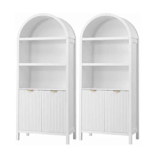 Artiss Buffet Sideboard Cabinet Pantry X2 180CM Arched Storage Bookshelf White