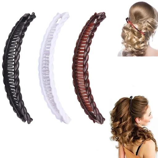 Banana Clips,Vintage Clincher Combs Tool,Nonslip Hair Banana Combs,Large Acrylic Banana Clips for Thick Hair,Strong Ponytail Holder Clips Fishtail Hair Clip for Women Girls,3 Styles