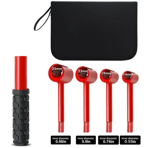 4-in-1 Hinge Gap Adjustment Wrench Set with Interchangeable Socket Heads for Fixing Door Sag, Misalignment, and Uneven Gaps in Home and Commercial Settings (Thread Style(Red))