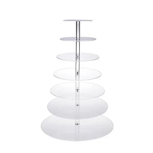 Acrylic Cupcake Tower 3 4 5 6 7 Tier Clear Cake Stand for Wedding Party - 6 Tiers