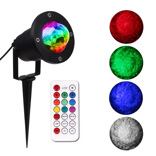 Water Wave Lights Projector Outdoor Waterproof LED Ripple Garden Lights 10 Colors Water Effect or Flame Fire Effect with Remote