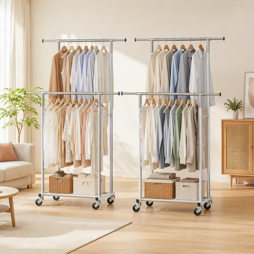 Artiss 2X Clothes Rack Double Rod Airer Rail Coat Stand Adjustable Hanger