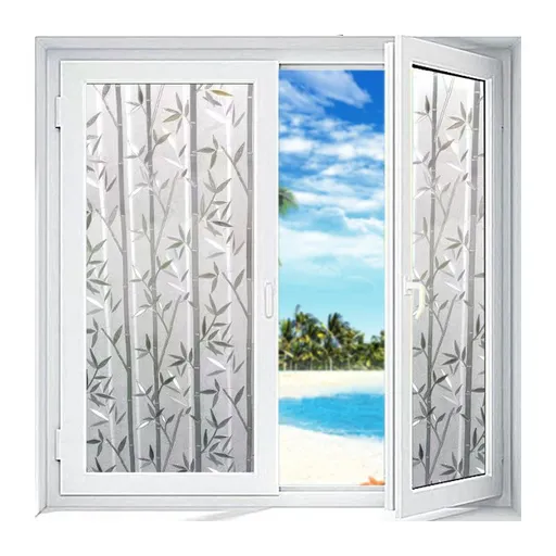 Bamboo Window Film Stained Glass Film Frosted Privacy Window Decal Decorative Window Cling No Glue Removable Window Stickers