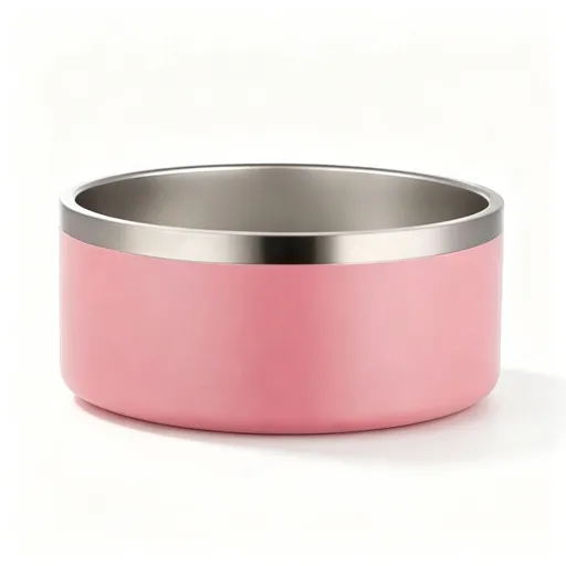 64oz 304 Stainless Steel Cat Dog Bowl | Double Thickened Pet Food Bowl | Non-Slip Base | Pink | for Large Dogs & Multi-Cat | Christmas Cute Large Bowl