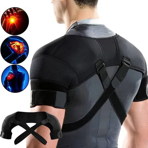 Double Shoulder Support Brace Strap Wrap Adjustable Shoulder Brace for Rotator Cuff, AC Joint Pain Relief