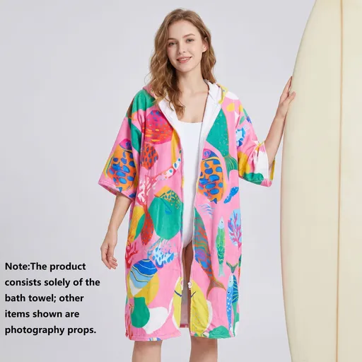 2 pack Quick Dry Microfiber Surf Poncho Towel（Style 2）- Hooded Changing Robe with Zipper - Lightweight Beach Wrap for Swimming Travel
