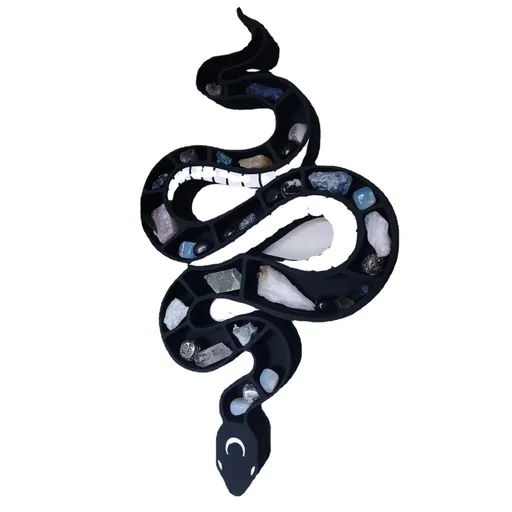 Stylitzy Wooden Floating Shelf Snake Design Unique Room Decor Crystal & Rock Display Shelf, Floating Wall Shelves with Snake Design