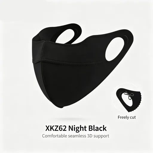 3D Cut Version Night Black One Size | 3D Tailored Ice Silk Sun Mask | Christmas Precision Fit Gift | Ergonomic UV Protection Breathable Anti-Fog Mask