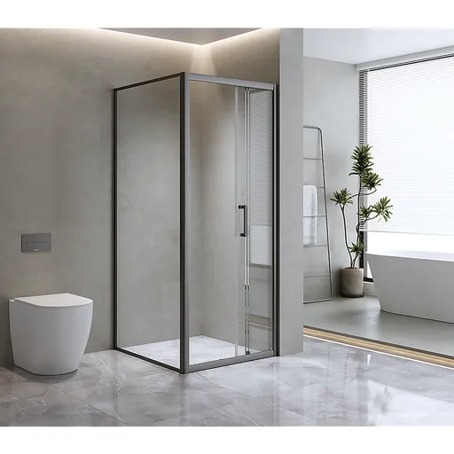 40mm Adjustable Contemporary Corner Sliding Chrome Shower Screen 86x80cm