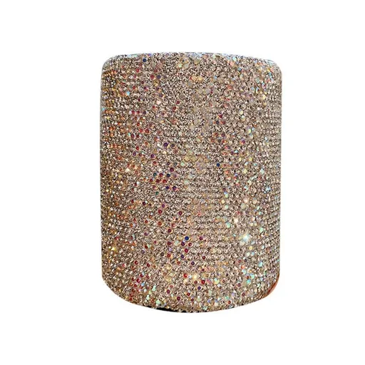 Pen Holder Bling Rhinestone Small Round Bucket 8x8x11cm Crystal Decoration Multi-Purpose Storage