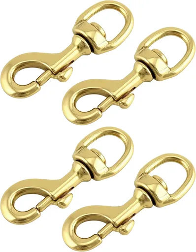 Flag Clip Swivel Spring Hook, 4 Pack Flag Pole Clips, Heavy Duty Brass Swivel Snap Hooks with Swivel Eyelet, for Diving, Dog Leash, Ropes, Flag Pole, Leather Crafts, Pet Collar