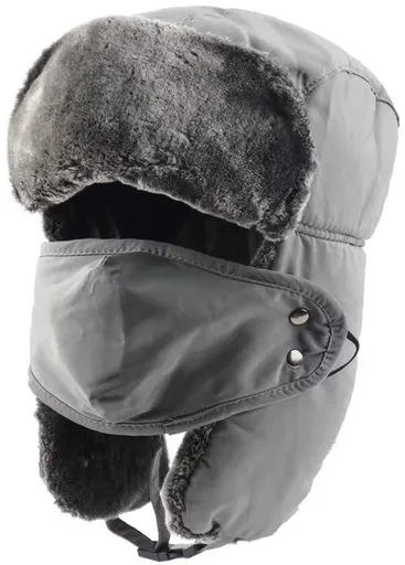 Winter Hat, Pilot Hat, Ushanka, Russian Hat, With Ear Flaps, for Cold Weather, Travel and Daily Winter Wear, 56-59 cm, Grey