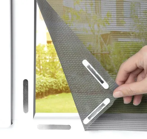 Cut-to-Fit Black Window Insect Screen with Self-Adhesive Hook-and-Loop Tape, 130 x 150 cm