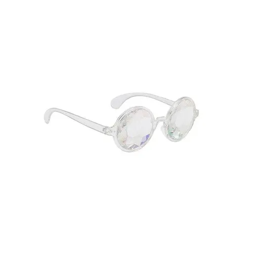 Festival Rave Kaleidoscope Glasses Prism Lens Crystal Effect Party Sunglasses - White
