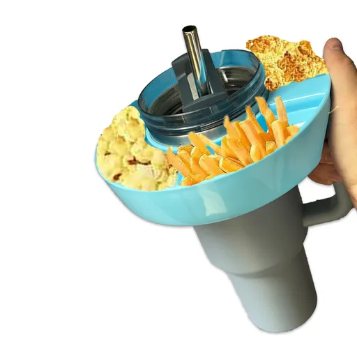 2 Pack Blue Snack Bowl for Stanley 40oz Tumbler with Handle Reusable Silicone Snack Ring Divider Tray for Movie Night Road Trip and Camping
