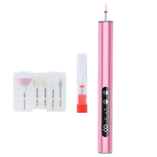 Electric Nail Drill Pen 2-in-1 Design Rechargeable UV Curing Lamp Pink