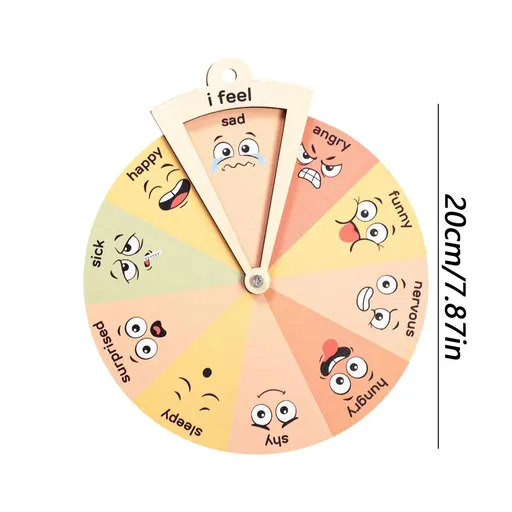 Wooden Feelings Wheel, Mental Health Feelings Color Wheel,Toys Emotion Wheel Feeling Expression Wheel, Social Work Feelings Poster