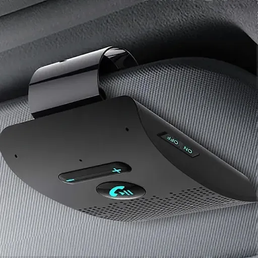 Bluetooth Handsfree Car Kit 5.0 Sun Visor Clip Wireless Audio Receiver Speakerphone Loud Speaker Music Player Dual Microphone black, Black Color