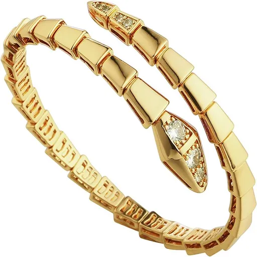 Bracelet Cuff Bracelet for Women - Snake Design Bangle with Cubic Zirconia Stones, Jewelry Bangle for Anniversary Valentine's