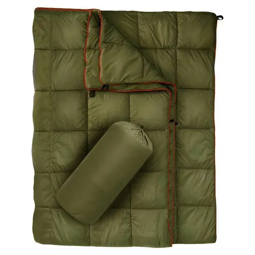 200x140cm Green Large Outdoor Camping Imitation Silk Cotton Wearable Warmth Blanket, Quilted Poncho Shawl Throw with Storage Bag, Lightweight Warm Camping Quilt for Camping Travel Home Use
