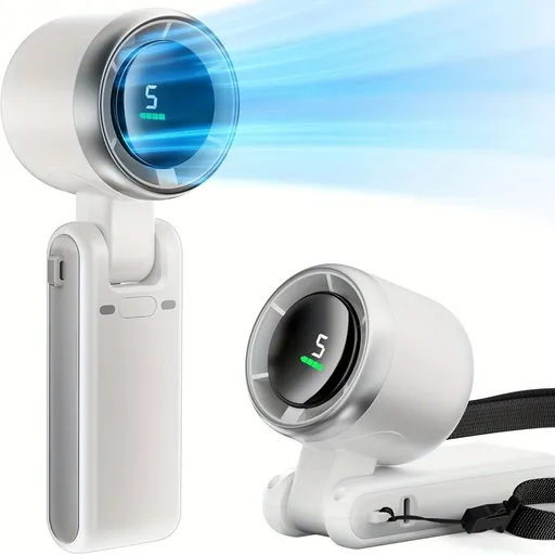 Portable Handheld Fan Multiple Speed Lightweight Long White Size 01