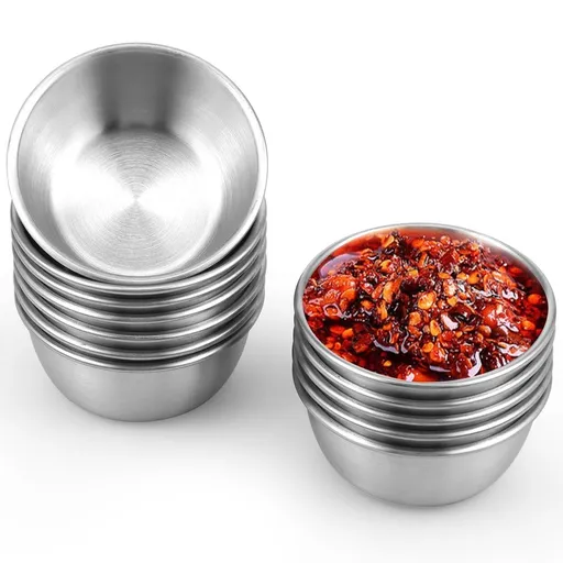 12 Pcs Stainless Steel Sauce Cups Individual Round Sauce Dishes 45/55ml Mini Reusable Seasoning Cups for Home Party Restaurants
