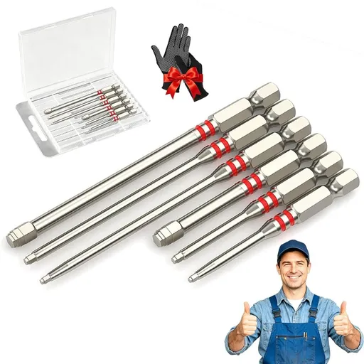 6-Piece Magnetic Hex Screwdriver Bit Set, Pagoda-Shaped Hex Shank Drill Bits with Storage Box and Gloves, Universal 1.5-6mm for Electric Drill, DIY & Repair (6-Piece Set)