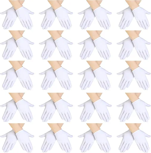 20 Pairs White Gloves Kids Cosplay Costume Cotton Girls Boys Wrist Formal for Halloween Party