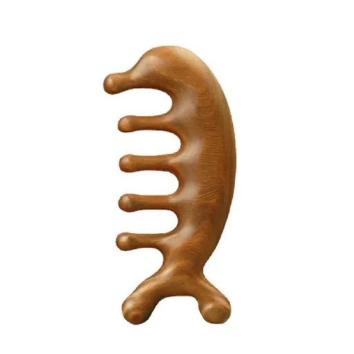 Authentic Green Sandalwood Comb Gua Sha Scraping Scalp Massager Head Head, Neck, Hands and Legs for Hair Growth