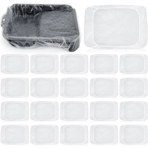 20 Piece Paint Roller Tray Liner Thickened Disposable Dustproof Household Appliance Protective Cover Clear Universal Elastic Tray Liners