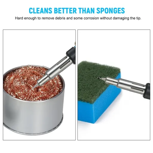 Tip Stainless Steel Soldering Tip Cleaner Wire-Type Soldering Iron Tip Cleaner Solder Tip Cleaning Wire Sponge With Holder