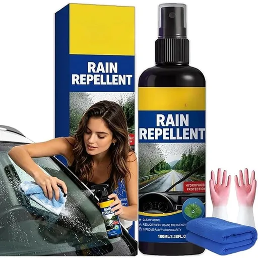Windshield Rain Repellent Spray, 100ML Hydrophobic Glass Water Repellent Spray, For Auto Windshields, Mirrors, And Windows, Multi-Surface Waterproof Cleaner