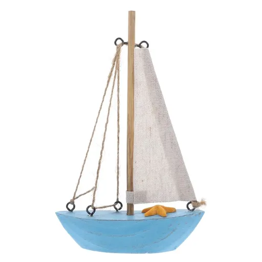 Nautical Sailboat Figurine with Fabric Rope, Coastal Outdoor and Car Interior Decoration, 1 Piece Set