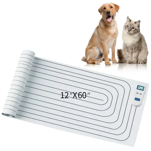 Static Pet Training Mat with Rechargeable Magnetic Controller for Cats and Dogs – Waterproof, Flexible, and Washable Indoor Deterrent Pad for Sofa, Bed, Couch, Kitchen Counter, and Doorway Area Restriction Training (12*60in)