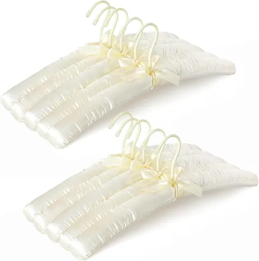 TOPIA HANGER Padded Hangers for Women Clothing,17-inch Satin Hangers 10 Pack Thick Foam Padded No Shoulder Bump for Sweaters, Coat, Blouses, Dresses-Ivory,CT18I-10