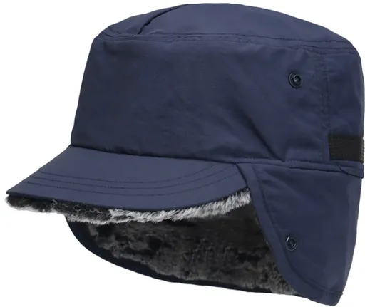 Beanie - Winter hat - Men's winter hat - Winter ear flap hat - with visor - with ear flaps - Ski hat - Cold weather - Trapper hat - Ear warmers Water-repellent outdoor hat - Winter - for outdoor sports, skiing, cycling, hiking, running - blue