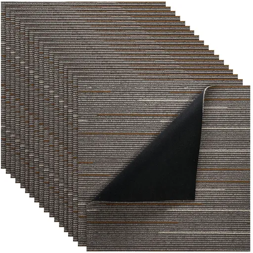 Carpet Tiles Reusable 610x610 mm, 24 PCS Modular Carpet Square Rug, Commercial Floor Soft Padded for Seamless Cover 8.9㎡, Easy DIY Replacement for Living Room Bedroom Office Indoor, Dark Brown