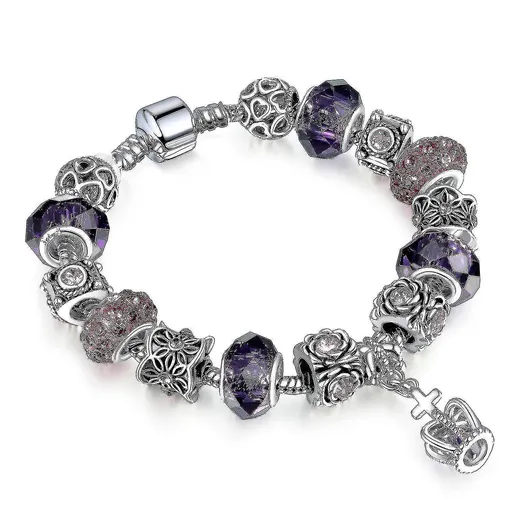 Purple Crystal Beads Women Bracelet Diy Gift