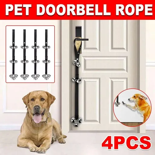 4PCS Pet Training Doorbell Rope Cat Teaser Toy Bell Interactive Play Rope Bell