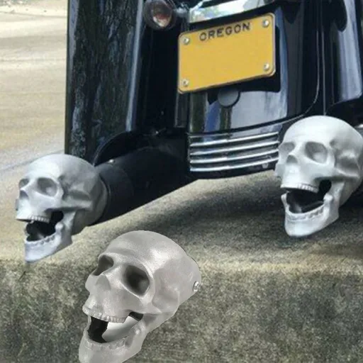 Skull Muffler Exhaust Tip, Skull Silencer Exhaust Tip, Skull Metal Exhaust Pipe Head Suitable for 2-inch, Universal Motorcycle Exhaust Pipe, Halloween Decoration, Easy to Installment