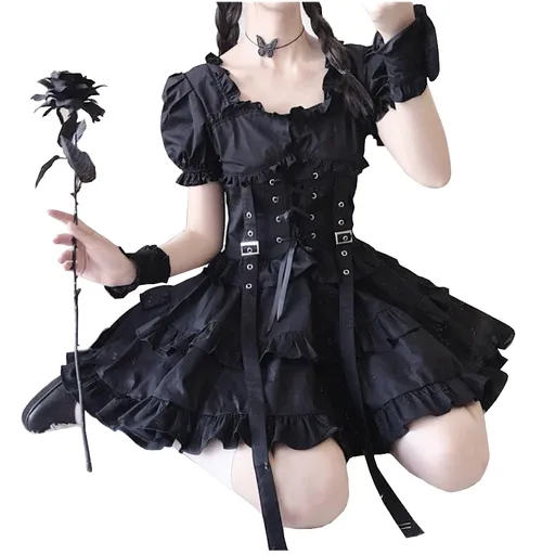 Hod Health & Home Victorian Renaissance Black Gothic Lolita Dress Women - Black - Xs