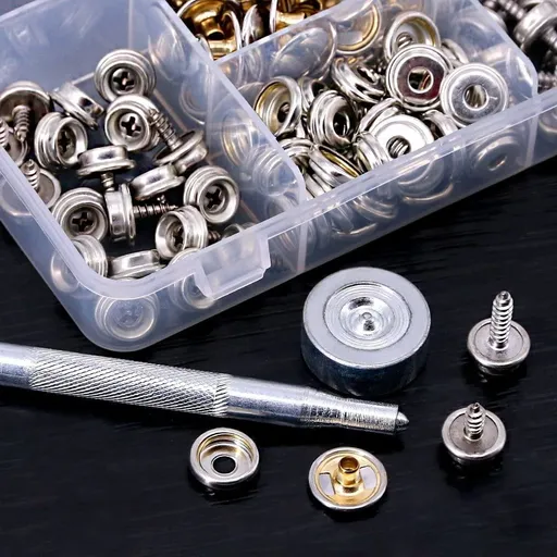Leather Snap Fasteners Kit, 120 Pcs Metal Button Snaps Press Studs with 2 Setter Tools, Leather Snaps for Clothes, Jackets, Jeans Wears, Bracelets, Bags