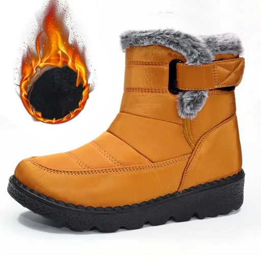 Women's Faux-Fur Trimmed Snow Boots - Yellow - Size 8(AU8/EU36)