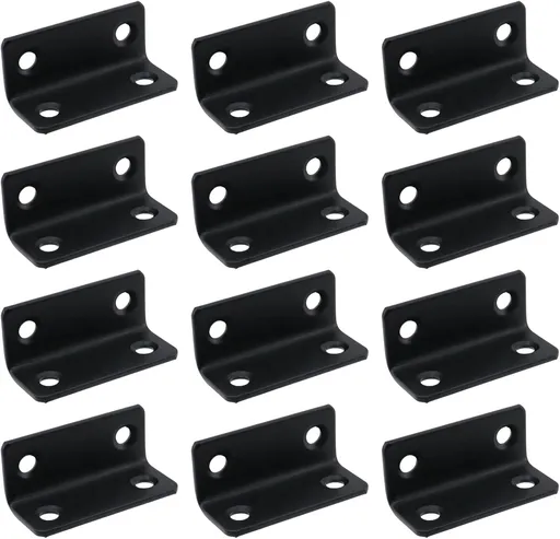 L Bracket for Shelves Heavy Duty Corner Brace Stainless Steel Shelf Brackets Metal Braces for Wood Furniture Cabinet Chair, Black ,1.8" x 0.79"x 0.79"-5pcs
