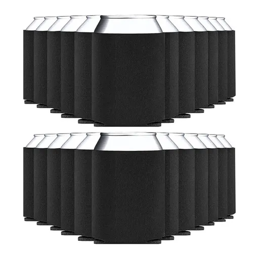 25Pcs Blank Beer Can Cooler Sleeves, Fold Foam Insulated Can Sleeves for 12oz 16oz Soda, Beer Water Bottles Black