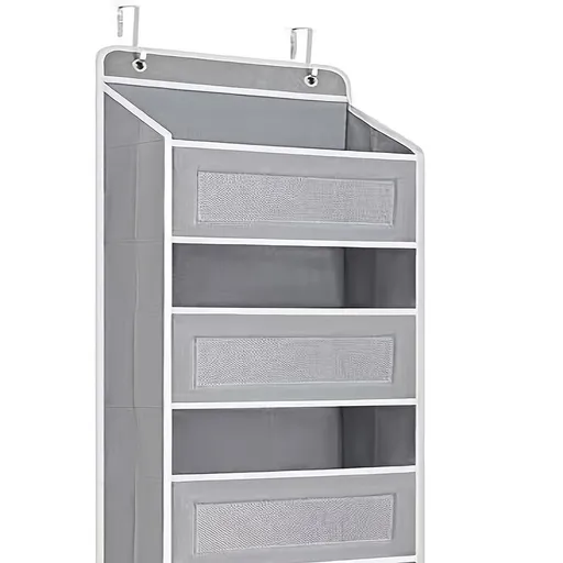 Storage Marvel in Black & Gray — 3-Tier Over-the-Door Organizer with 3 Large Pockets. Sturdy and Anti-Tip Design for Strong Load-Bearing. A Neat Solution for Bedroom, Bathroom & Storage Room.(GREY))