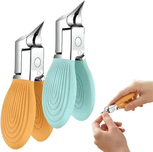 Wide Jaw Opening Anti-Splash Slanted Nail Clipper, Curved Blades for Ingrown & Thick Nails, Ergonomic Fingernail Toenail Clippers for Home e (Comb)